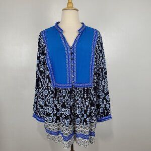 Woman Within Button Front Cloth Covered Buttons Top Top NWT Size 2X (26/28)
